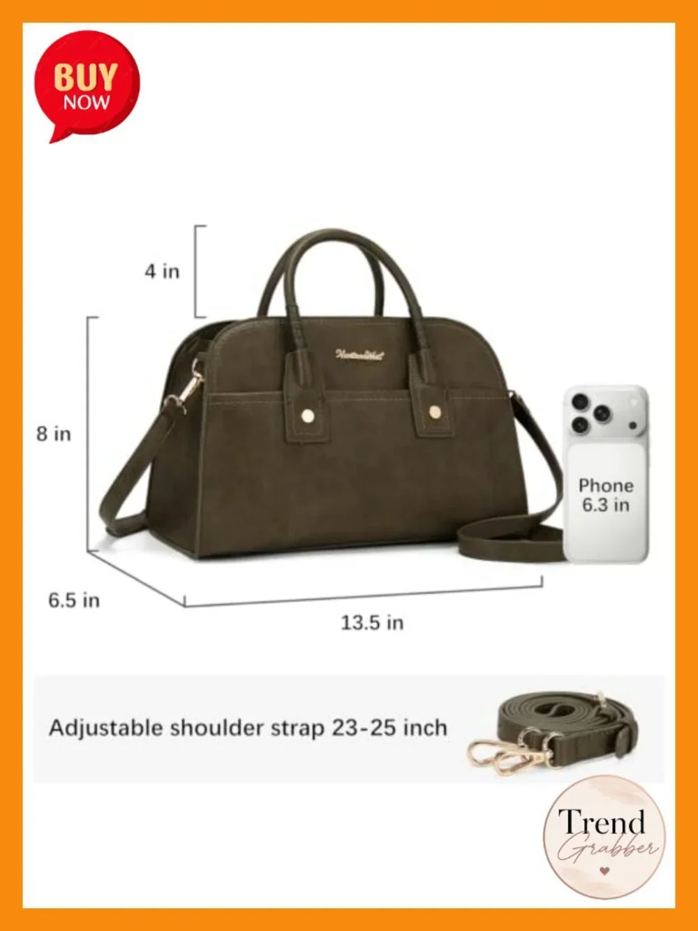 Structured Satchel Bag Top Handle Crossbody Purse Faux Leather